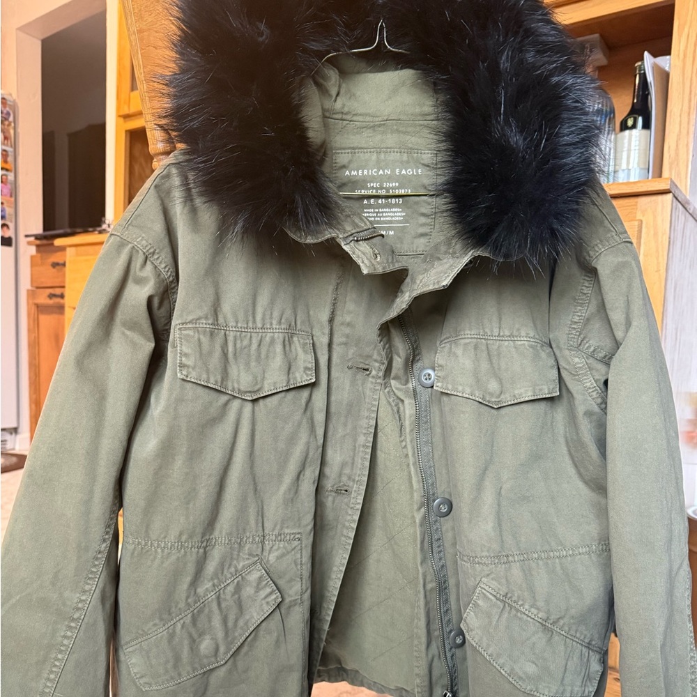 American Eagle Olive Quilted Jacket